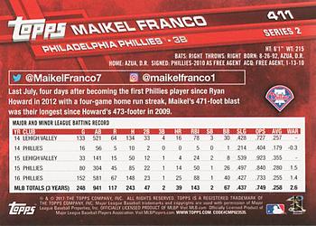 2017 Topps #411 Maikel Franco Back