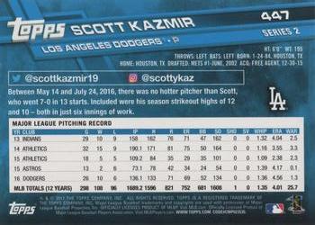 2017 Topps #447 Scott Kazmir Back