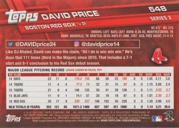 2017 Topps #548 David Price Back