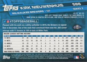 2017 Topps #588 Kirk Nieuwenhuis Back