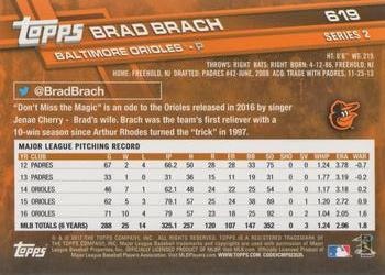 2017 Topps #619 Brad Brach Back