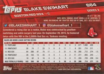 2017 Topps #664 Blake Swihart Back