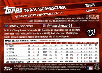 2017 Topps #595 Max Scherzer Back