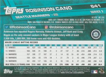 2017 Topps #641 Robinson Cano Back