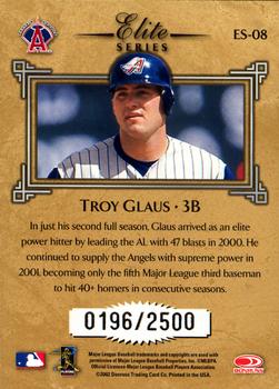 2002 Donruss - Elite Series #ES-08 Troy Glaus  Back