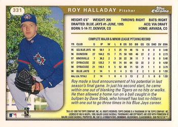1999 Topps Chrome #331 Roy Halladay Back
