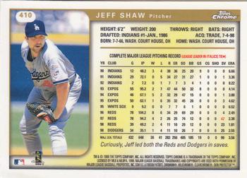 1999 Topps Chrome #410 Jeff Shaw Back
