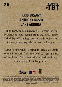 2016 Topps Throwback Thursday #78 Jake Arrieta / Kris Bryant / Anthony Rizzo Back