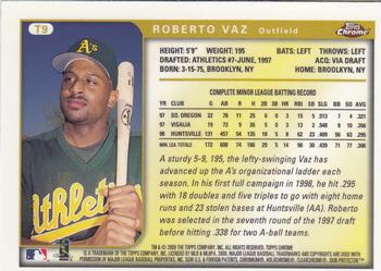 1999 Topps Chrome Traded and Rookies #T9 Roberto Vaz Back