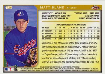 1999 Topps Chrome Traded and Rookies #T26 Matt Blank Back