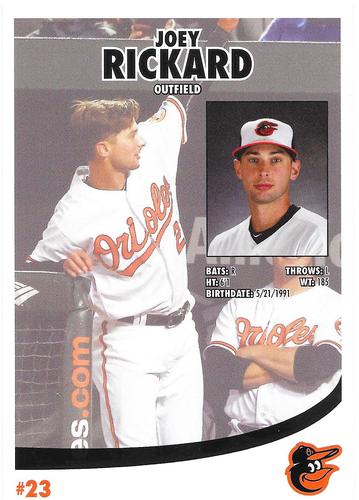 2016 Baltimore Orioles Photocards #NNO Joey Rickard Back