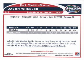 2013 Grandstand Fort Myers Miracle #NNO Jason Wheeler Back