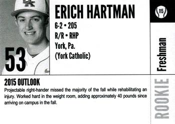 2015 Kentucky Wildcats #115 Erich Hartman Back