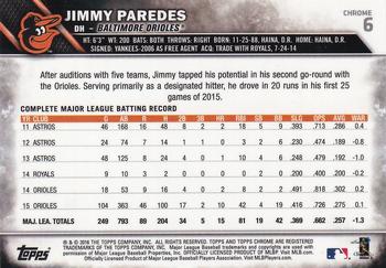 2016 Topps - Chrome Sapphire 65th Anniversary Edition #6 Jimmy Paredes Back