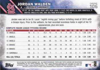 2016 Topps - Chrome Sapphire 65th Anniversary Edition #106 Jordan Walden Back