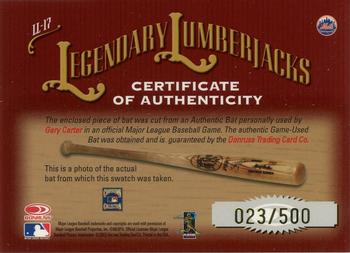 2002 Donruss Classics - Legendary Lumberjacks #LL-17 Gary Carter Back