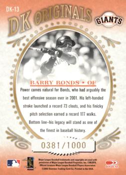 2002 Donruss Diamond Kings - DK Originals #DK-13 Barry Bonds  Back