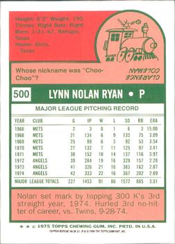 1999 Topps - Nolan Ryan Commemorative Reprints #8 Nolan Ryan Back