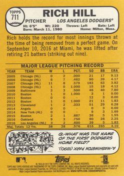 2017 Topps Heritage #711 Rich Hill Back