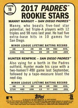 2017 Topps Heritage #16 Padres 2017 Rookie Stars (Manny Margot / Hunter Renfroe) Back