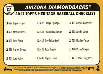 2017 Topps Heritage #133 Arizona Diamondbacks Back
