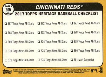 2017 Topps Heritage #205 Cincinnati Reds Back