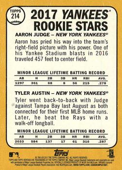 2017 Topps Heritage #214 Yankees 2017 Rookie Stars (Aaron Judge / Tyler Austin) Back