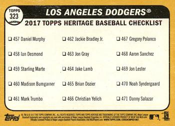 2017 Topps Heritage #323 Los Angeles Dodgers Back