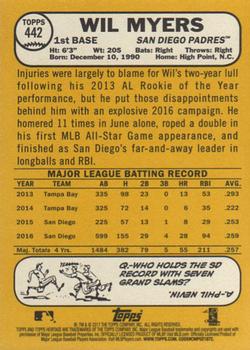 2017 Topps Heritage #442 Wil Myers Back