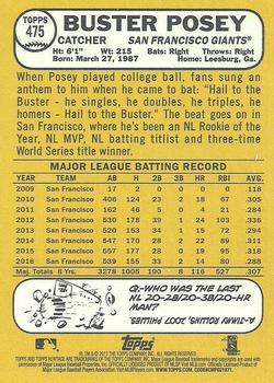 2017 Topps Heritage #475 Buster Posey Back
