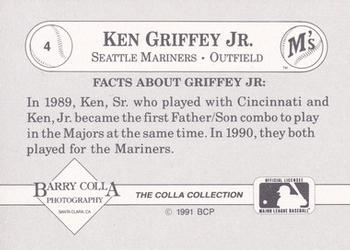 1991 The Colla Collection Ken Griffey Jr. #4 Ken Griffey Jr. Back