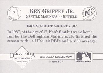1991 The Colla Collection Ken Griffey Jr. #7 Ken Griffey Jr. Back