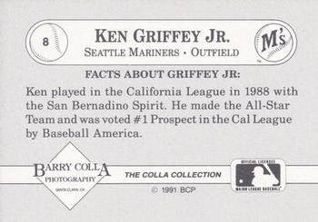 1991 The Colla Collection Ken Griffey Jr. #8 Ken Griffey Jr. Back