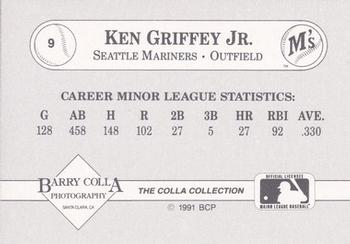 1991 The Colla Collection Ken Griffey Jr. #9 Ken Griffey Jr. Back