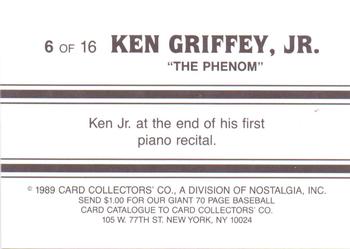 1989 Card Collectors Ken Griffey Jr. The Phenom #6 Ken Griffey Jr. Back