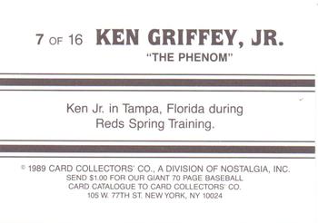 1989 Card Collectors Ken Griffey Jr. The Phenom #7 Ken Griffey Jr. Back