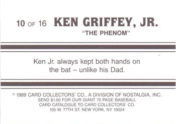 1989 Card Collectors Ken Griffey Jr. The Phenom #10 Ken Griffey Jr. Back