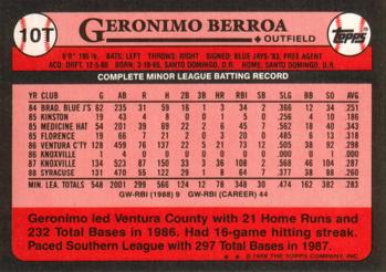 1989 Topps Traded #10T Geronimo Berroa Back