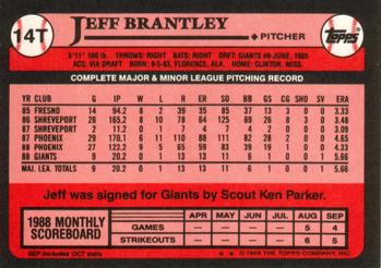 1989 Topps Traded #14T Jeff Brantley Back