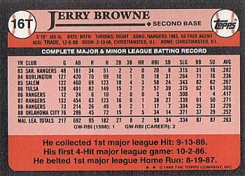 1989 Topps Traded #16T Jerry Browne Back