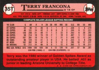 1989 Topps Traded #35T Terry Francona Back