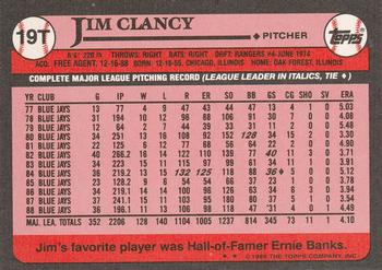 1989 Topps Traded #19T Jim Clancy Back