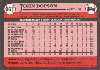 1989 Topps Traded #26T John Dopson Back