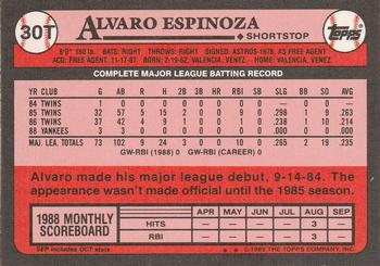1989 Topps Traded #30T Alvaro Espinoza Back