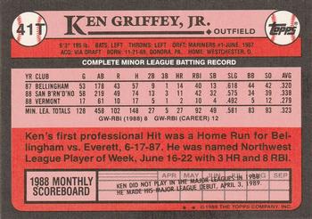 1989 Topps Traded #41T Ken Griffey, Jr. Back