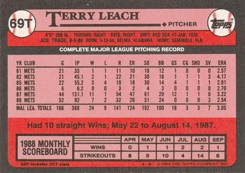 1989 Topps Traded #69T Terry Leach Back