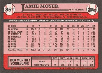 1989 Topps Traded #85T Jamie Moyer Back