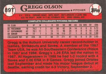 1989 Topps Traded #89T Gregg Olson Back
