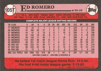 1989 Topps Traded #105T Ed Romero Back