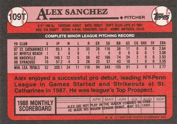 1989 Topps Traded #109T Alex Sanchez Back
